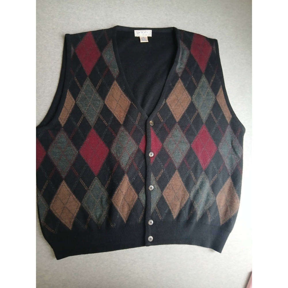 Vintage Sweater Mens XXL 2x Cardigan Vest Wool Blend Eclectic Grandpa Italy